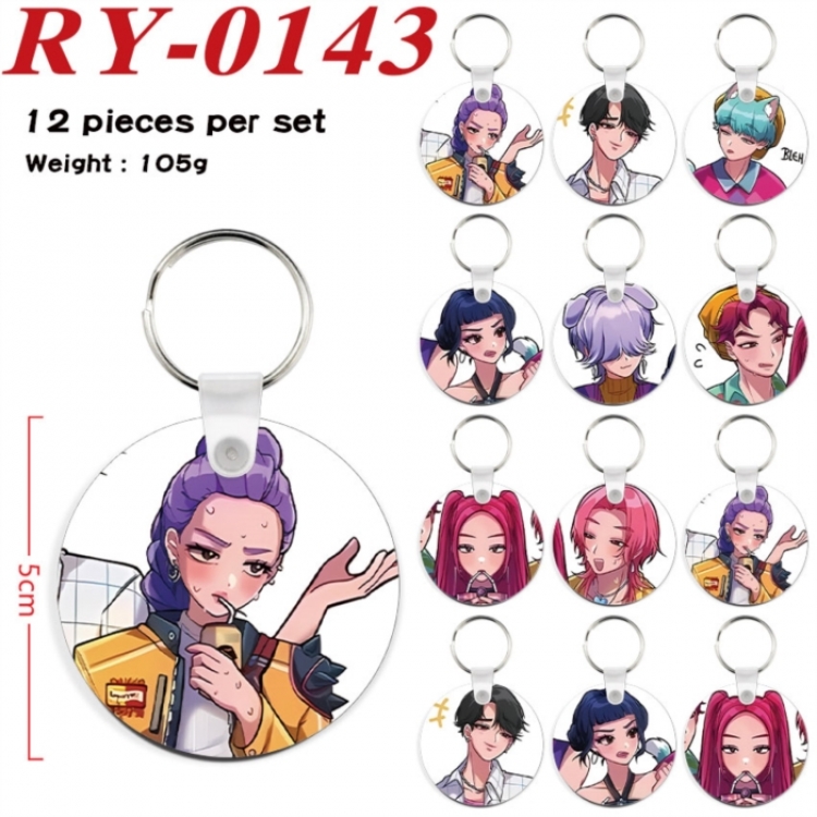 K-Pop Demon Hunters Anime circular keychain pendant 5cm a set of 12