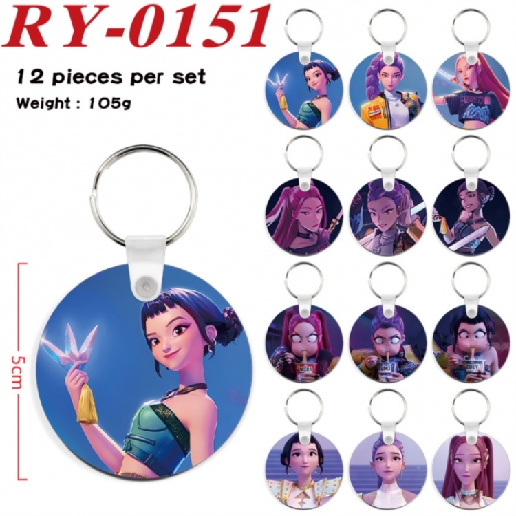K-Pop Demon Hunters Anime circular keychain pendant 5cm a set of 12