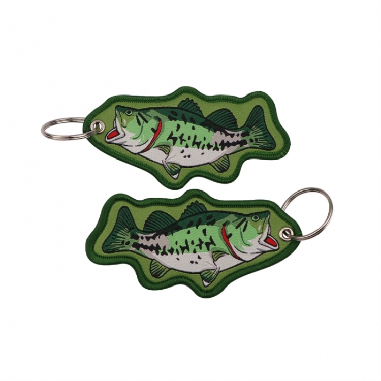 Salmon Double sided color woven label keychain with thickened hanging rope 13x3cm 10G price for 5 pcs