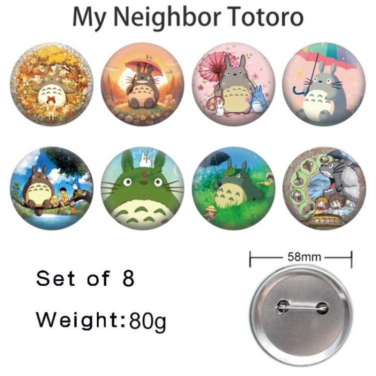 TOTORO Anime tinplate brooch badge 58mm a set of 8