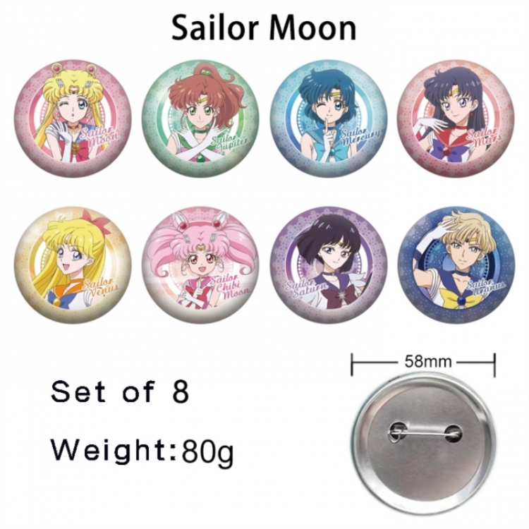 sailormoon Anime tinplate brooch badge 58mm a set of 8