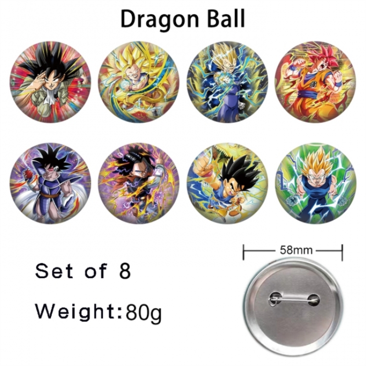 DRAGON BALL Anime tinplate brooch badge 58mm a set of 8