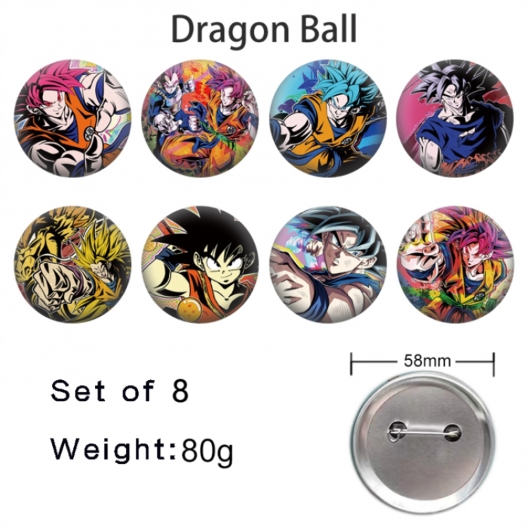 DRAGON BALL Anime tinplate brooch badge 58mm a set of 8