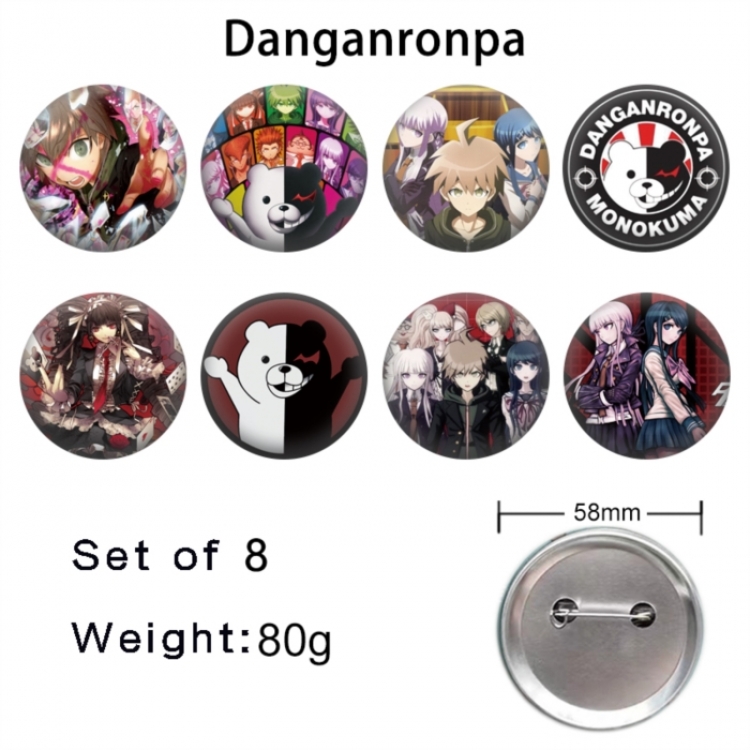 Dangan-Ronpa Anime tinplate brooch badge 58mm a set of 8