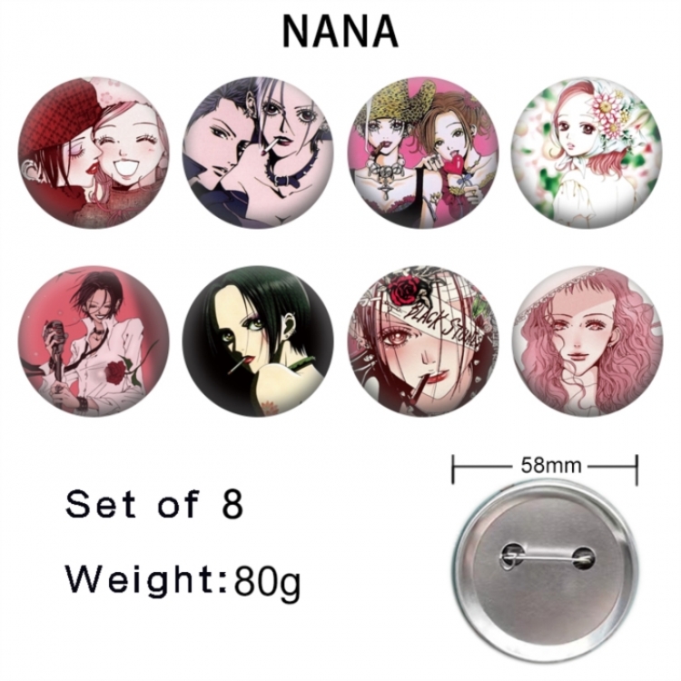 NANA Anime tinplate brooch badge 58mm a set of 8