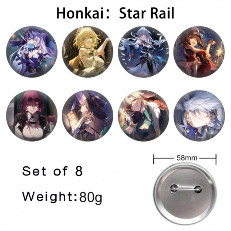 Honkai: Star Rail Anime tinplate brooch badge 58mm a set of 8