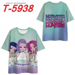 K-Pop Demon Hunters Anime Full Color Milk Silk Short Sleeve T-Shirt from S to 6XL