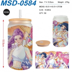 K-Pop:Demon Hunters Anime frosted glass cup with straw 450ML