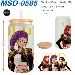 K-Pop:Demon Hunters Anime frosted glass cup with straw 450ML
