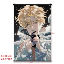 Alien Stage Anime black Plastic rod Cloth painting Satin cloth Wall Scroll 60X90CM 