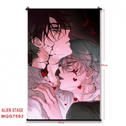 Alien Stage Anime black Plastic rod Cloth painting Satin cloth Wall Scroll 60X90CM 