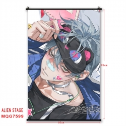 Alien Stage Anime black Plastic rod Cloth painting Satin cloth Wall Scroll 60X90CM 