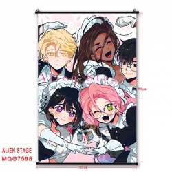 Alien Stage Anime black Plastic rod Cloth painting Satin cloth Wall Scroll 60X90CM 