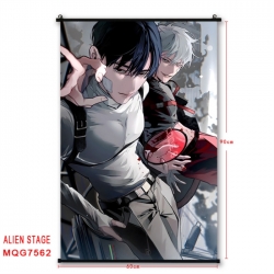 Alien Stage Anime black Plastic rod Cloth painting Satin cloth Wall Scroll 60X90CM 