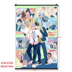 Alien Stage Anime black Plastic rod Cloth painting Satin cloth Wall Scroll 60X90CM 