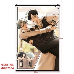 Alien Stage Anime black Plastic rod Cloth painting Satin cloth Wall Scroll 60X90CM 