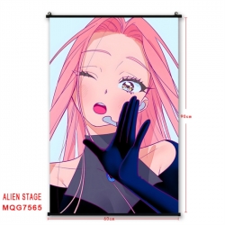 Alien Stage Anime black Plastic rod Cloth painting Satin cloth Wall Scroll 60X90CM 