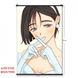 Alien Stage Anime black Plastic rod Cloth painting Satin cloth Wall Scroll 60X90CM 