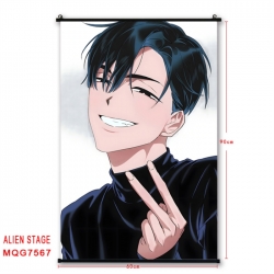 Alien Stage Anime black Plastic rod Cloth painting Satin cloth Wall Scroll 60X90CM 