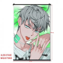 Alien Stage Anime black Plastic rod Cloth painting Satin cloth Wall Scroll 60X90CM 