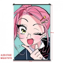 Alien Stage Anime black Plastic rod Cloth painting Satin cloth Wall Scroll 60X90CM 