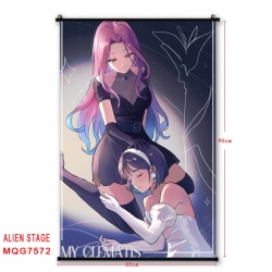 Alien Stage Anime black Plastic rod Cloth painting Satin cloth Wall Scroll 60X90CM 