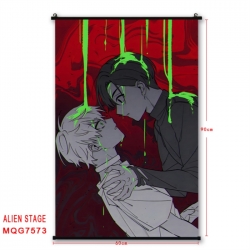 Alien Stage Anime black Plastic rod Cloth painting Satin cloth Wall Scroll 60X90CM 
