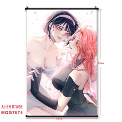 Alien Stage Anime black Plastic rod Cloth painting Satin cloth Wall Scroll 60X90CM 