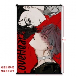 Alien Stage Anime black Plastic rod Cloth painting Satin cloth Wall Scroll 60X90CM 