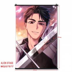 Alien Stage Anime black Plastic rod Cloth painting Satin cloth Wall Scroll 60X90CM 