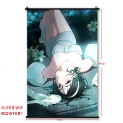 Alien Stage Anime black Plastic rod Cloth painting Satin cloth Wall Scroll 60X90CM 