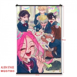Alien Stage Anime black Plastic rod Cloth painting Satin cloth Wall Scroll 60X90CM 