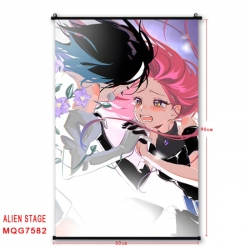 Alien Stage Anime black Plastic rod Cloth painting Satin cloth Wall Scroll 60X90CM 
