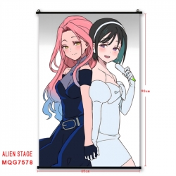 Alien Stage Anime black Plastic rod Cloth painting Satin cloth Wall Scroll 60X90CM 