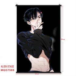 Alien Stage Anime black Plastic rod Cloth painting Satin cloth Wall Scroll 60X90CM 
