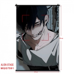 Alien Stage Anime black Plastic rod Cloth painting Satin cloth Wall Scroll 60X90CM 