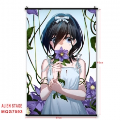 Alien Stage Anime black Plastic rod Cloth painting Satin cloth Wall Scroll 60X90CM 