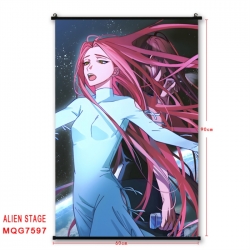 Alien Stage Anime black Plastic rod Cloth painting Satin cloth Wall Scroll 60X90CM 