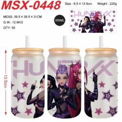 K-Pop:Demon Hunters Anime frosted glass cup with straw 350ML