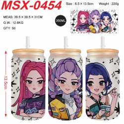 K-Pop:Demon Hunters Anime frosted glass cup with straw 350ML