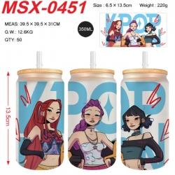 K-Pop:Demon Hunters Anime frosted glass cup with straw 350ML