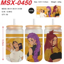 K-Pop:Demon Hunters Anime frosted glass cup with straw 350ML