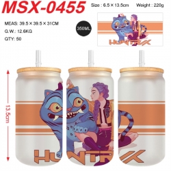 K-Pop:Demon Hunters Anime frosted glass cup with straw 350ML