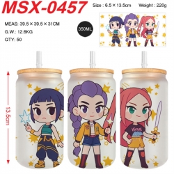 K-Pop:Demon Hunters Anime frosted glass cup with straw 350ML