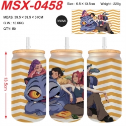 K-Pop:Demon Hunters Anime frosted glass cup with straw 350ML