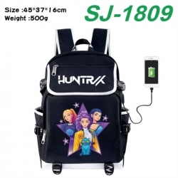 K-Pop:Demon Hunters Anime Flip Data Cable USB Backpack School Bag 45X37X16CM
