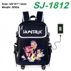 K-Pop:Demon Hunters Anime Flip Data Cable USB Backpack School Bag 45X37X16CM