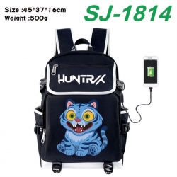 K-Pop:Demon Hunters Anime Flip Data Cable USB Backpack School Bag 45X37X16CM