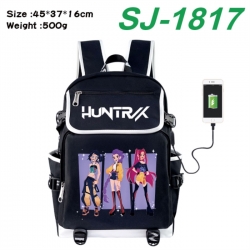 K-Pop:Demon Hunters Anime Flip Data Cable USB Backpack School Bag 45X37X16CM