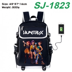 K-Pop:Demon Hunters Anime Flip Data Cable USB Backpack School Bag 45X37X16CM